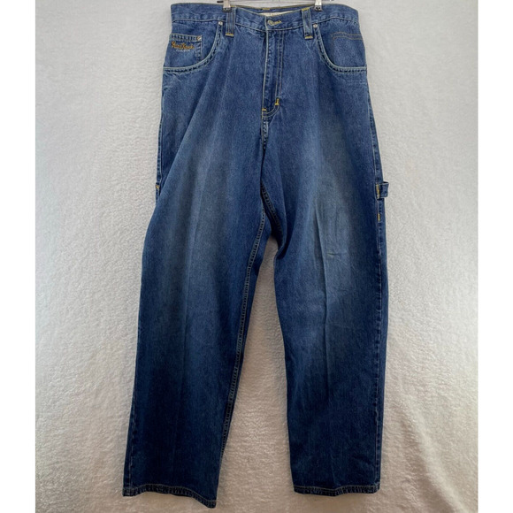 VTG Hard Knocks Mens Carpenter Jeans Size 36 Blue Straight Leg 90s street - Picture 1 of 12